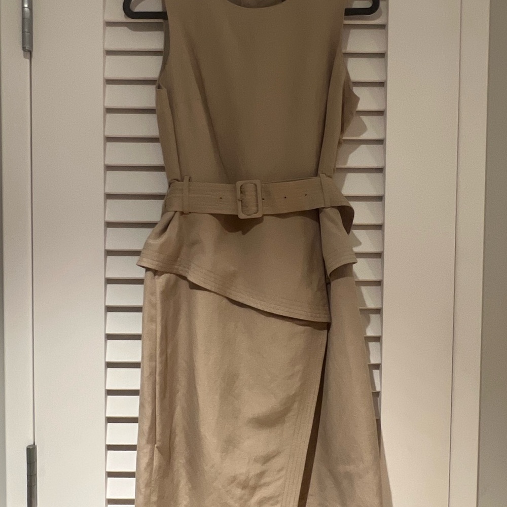 Banana Republic Tan Asymmetrical Peplum Sheath Dress